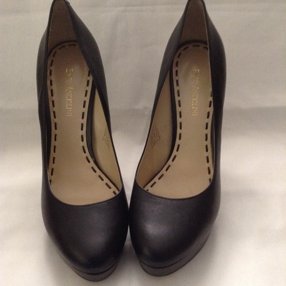 Enzo Angiolini Black Leather Platform Pumps - Picture 3 of 8